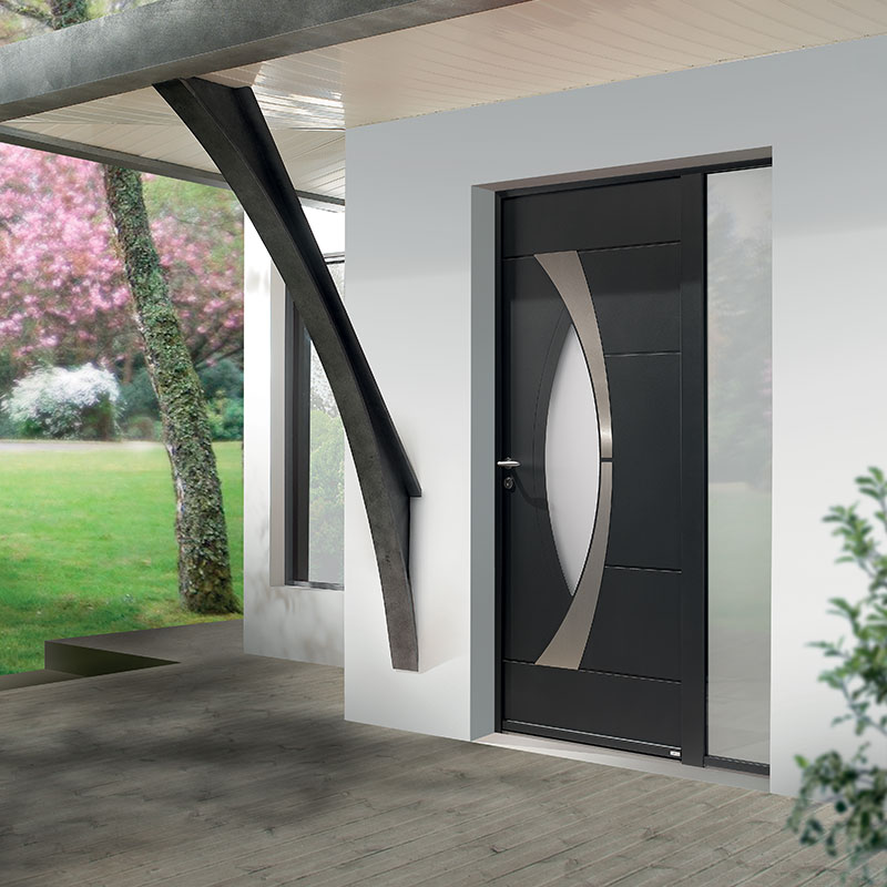 PORTE ENTREE MIXTE BOIS ALU VITRAGE DEPOLI ALUNOX MINCO KOMILFO MB DIRECT